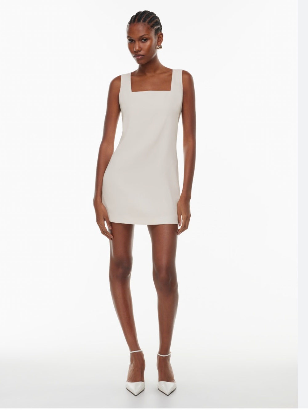 Aritzia Babaton Prestige Dress Squareneck in Matte Pearl Fully Lined size XS